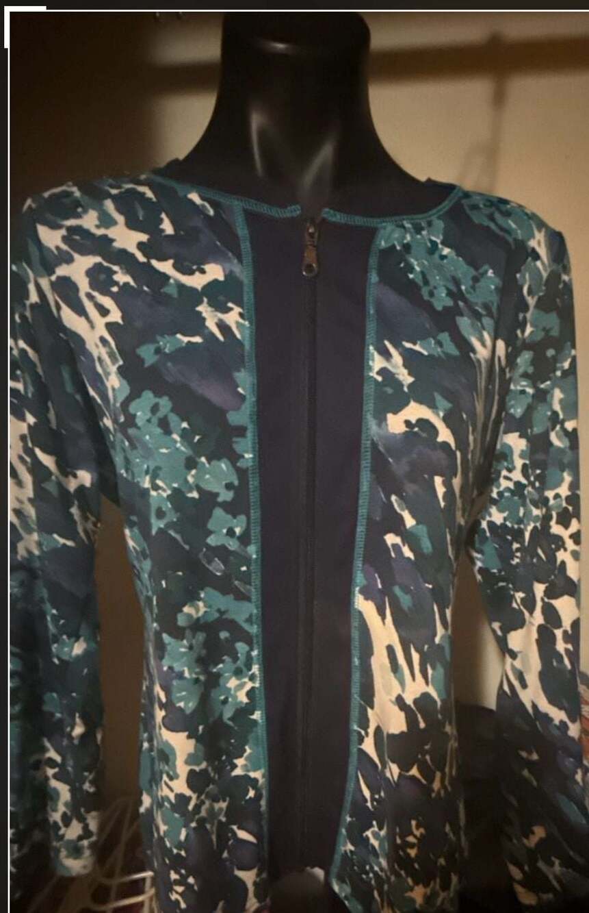 The Tog Shop Blue and Teal Abstract Print Full-Zip Jacket